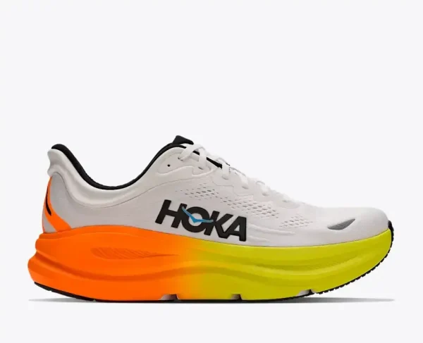 HOKA Bondi 9 White Neon Tangerine